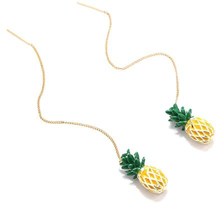 Miniblings Ananas Ketten-Ohrringe Hänger Kettchen Ohrringe golden Sommer | Ohrschmuck, sorgfältig in Berlin gefertigt, ein Stück mit Persönlichkeit