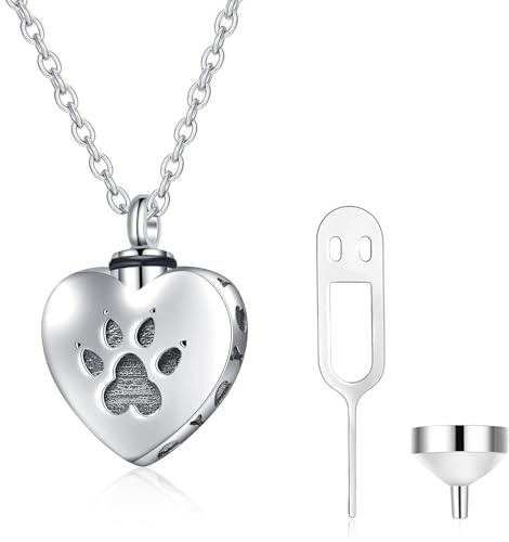WINNICACA - Collana con urna in argento Sterling S925 con cremazione, per ceneri, collana da donna con ciondolo a forma di cuore, gioiello alla moda e base metal, colore: bianco, cod. GNX14475