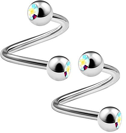 KJM FASHION 2 Stk Chirurgenstahl Twister 1.6mm 14 Gauge Tragus Ohrringe