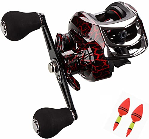 Baitcasting Angelrolle, 7,65 Unzen Compact Design Angelrolle, 8 Stufen Magnetbremssystem, 18 + 1BB, 7,2: 1 Übersetzungsverhältnis, Links- / Rechtshänder (7.2: 1 Rechte Hand)