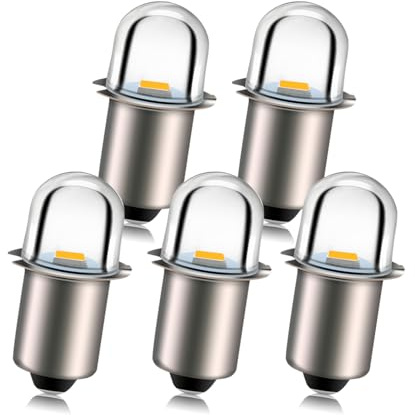 Ruiandsion Mejora de bombillas de linterna LED P13.5S Base de enchufe Bombillas LED de luz blanca cálida 4.5V Reemplazo para lámparas de linterna de faro de linterna de bolsillo, sin polaridad