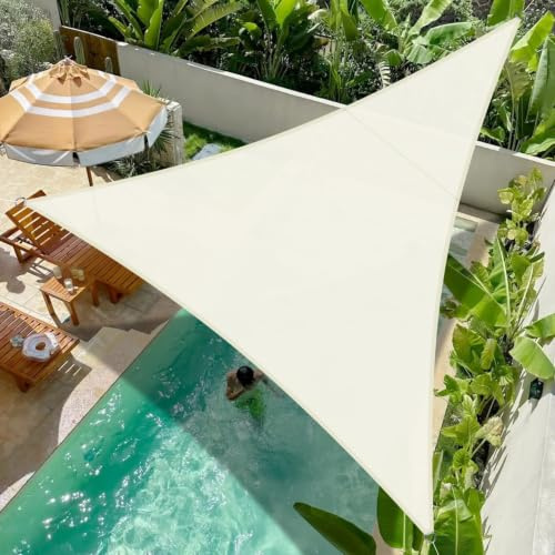 Cool Area Vela Ombreggiante Impermeabile 3x3x3m Triangolare,Crema | Tenda a Vela Protezione 95% Raggi UV,Tenda da Sole per Giardino Esterno Terrazza
