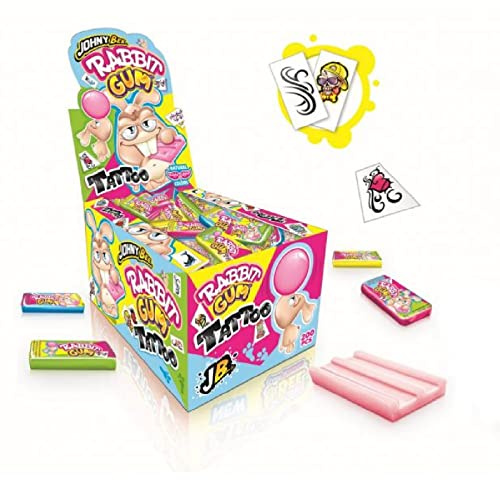 GOMME DA MASTICARE RABBIT GUM TATTOO JOHNY BEE 200 PEZZI TATUAGGI CANDY SORPRESA