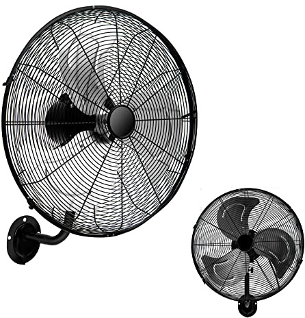RELAX4LIFE Ventilatore da Parete Industriale 120W, Ventola Oscillante Automatica, 3 Velocità Regolabili, Ventilatore Elettrico con Struttura Metallica, Regolare con Manopola (Nero)