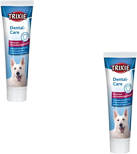 TRIXIE Dental Care | Doppelpack | 2 x 100 g | Zahnpflege-Gel für Hunde mit Rindfleischaroma | Auch für Katzen geeignet | Kann dabei helfen, Zahnstein vorzubeugen