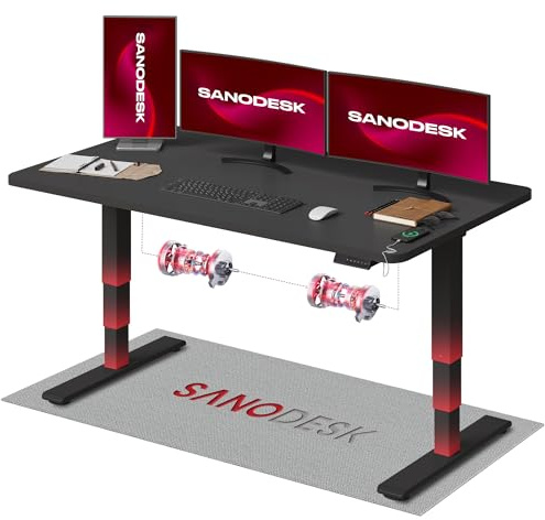 SANODESK Höhenverstellbarer Schreibtisch komplette Tischplatte Schreibtisch Höhenverstellbar Elektrisch Ergonomischer mit Flüsterleisem Dual-Motor 160x80cm