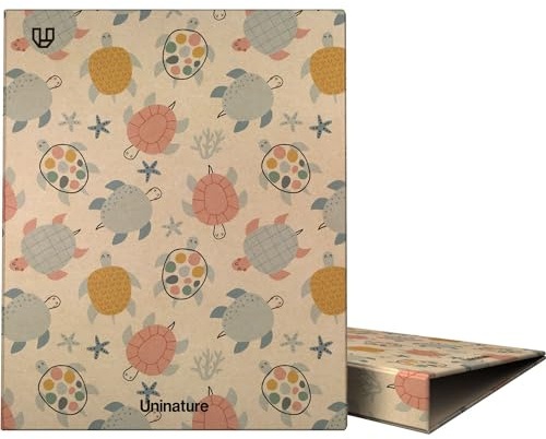 Unipapel - A4-Ringordner, umweltfreundlich, Karton und Papier, 100% recycelt, 4 Ringe, 25 mm, D-Form, Uninature Design, Schildkröten, FSC Recycled 100%