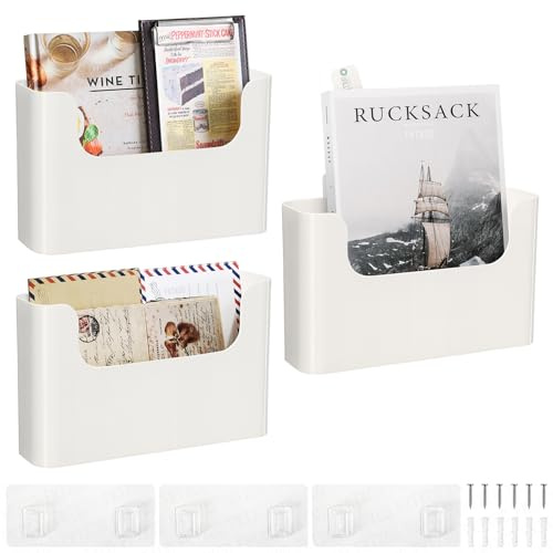 FKTXCO Wandhalterung, Ordner-Organizer, ohne Bohren, Aktenhalter, Hängeregistraturen, Post, Organizer, Tür, Büro, Briefbedarf, Aufbewahrung, Zeitschriften, Umschläge, Planer, Wand, Einzeltasche