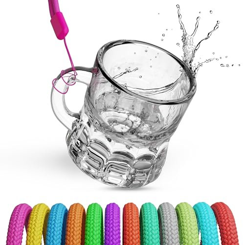 Carlso 24x Schnapsglas zum Umhängen aus Glas mit Henkel, am Band, Party JGA, viele Farben (bunt, 24)