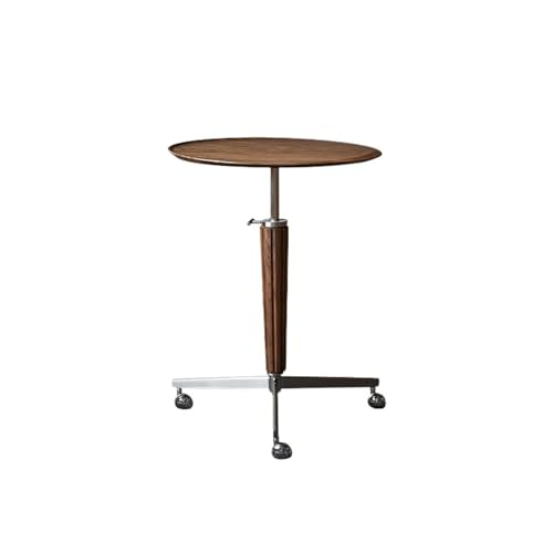 WAOCEO Table de Bout en Verre trempé Plusieurs Bords de Noyer Noir, Coin de canapé en Bois de Cerisier Mobile, Table Basse de Salon avec Ascenseur for la Maison Table de Bout Ronde (Color : B)