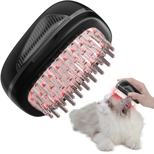 PUPCA Kalte Laser Therapie Bürste für Hunde Katzen Haarwuchs,Rotlicht Therapie Massagegerät Haustier Bürste Lindert Muskel,Gelenkschmerzen,Reduziert Entzündungen,Schmerzlose Hautpflege (Schwarz)