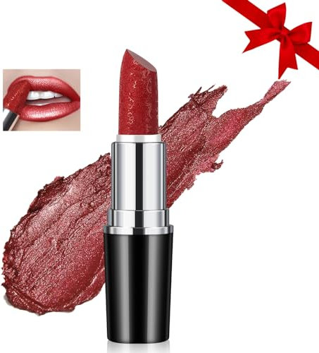 Likesing 1 Pièces Rouge a Levre Pailleté Longue Tenue Rouge a Levre Nude Rose Rouges à Lèvres Sans Transfert Brillant à Lèvres Rouge Lip Gloss Lipstick Kit Coffret Cadeau Femme Maquillage (12, 1)