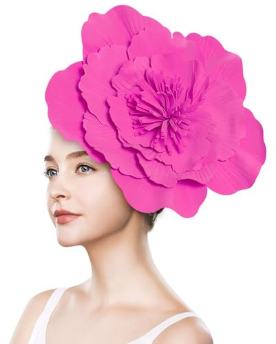 Fascinator mit Blume, Große Blumenhüte für Damen, Großer Blumenhut, Großes Blumen-Stirnband, Kopfbedeckung, Blumen-Fascinator, Stirnband, Große Blumen-Haarbänder (B)