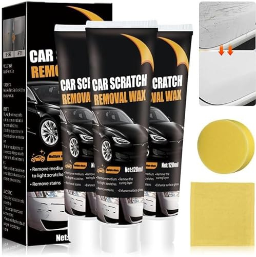 Kratzer-Reparaturwachs für Auto, 2024 Neues Upgrade Auto-Kratzer-Reparaturpaste, Polierwachs, Professionelles Auto-Kratzer-Entferner-Set mit Wischtuch und Schwamm für Autooberflächen (3PCS)