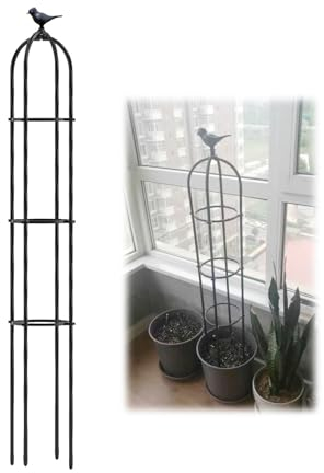 Rankhilfe Obelisk Rankobelisk Aus Metall Garden Rankhilfe für Kletterpflanzen Φ21cm 25cm 31cm 35cm Rosensäule Pflanzenstütze für Bepflanzung, Garten, Wohnzimmer, Balkon (Color : Black, Size : 25x190