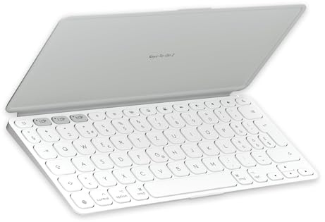 Logitech Keys-To-Go 2 – bärbart trådlöst iPad-tangentbord - PAN QWERTY | Inbyggt fodral, tungt, kompakt, trådlöst tangentbord för iPad/iPhone/Mac/Apple TV, byt enhet, PAN QWERTY - Wit