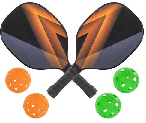 Idena Pickleball set med 2 paddleklubbor, 2 inomhusbollar och 2 utomhusbollar, inklusive förvaringsnät