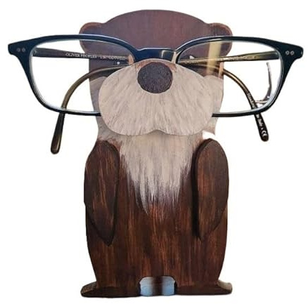 Regal Schnapsgläser Tierische 3D Tier Gläser Rack Nette Cartoon Schnitzereien Sonnenbrille Display Rack Regal Brillen Ständer Schmuck Holz Halter Schaufenster Tierform Sonnenbrillen Halter(Otter)