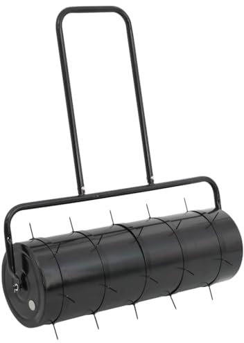 Iiaky Rullo da Giardino con Aeratore a Morsetti 63 L Ferro e Acciaio,Rullo Manuale per Prato con Impugnatura ergonomica. Rullo da Giardino con Tappo Rimovibile