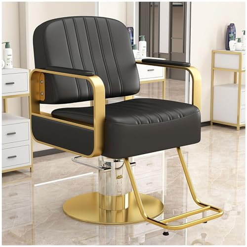 WKXTECZT Friseurstuhl Mit Fußstütze200 Kg,Barberstuhl Friseursessel Friseurstuhl Höhenverstellbar Bedienstuhl Friseur,Gold