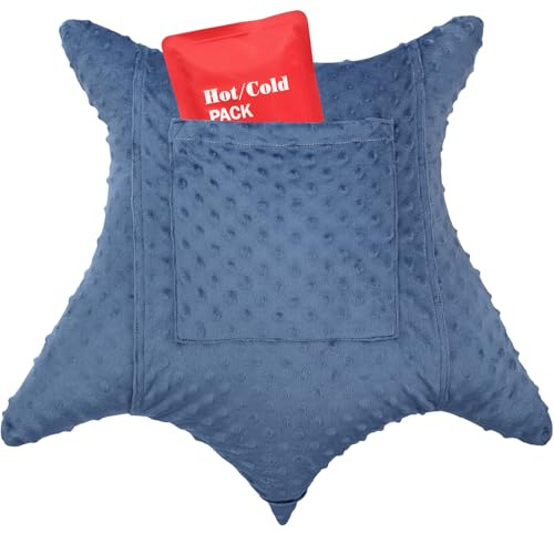 BNRendles Sternförmiges Hysterektomie-Kissen für Bauchchirurgie mit 2 Taschen, Hysterektomie-Kissen, EIN Muss zur Genesung, Geschenk nach Operationen, Bauchdecken-Bauchkissen, Minky Dot Denimblau