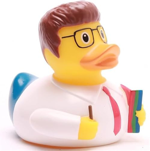 Duckshop I Badeente Lehrer I Quietscheentchen I L8,5cm I Quietscheente I Geschenk für Pädagogen I Präsent Sammler