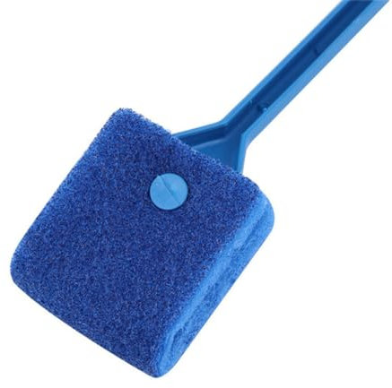 Sosoport Double Sided Cleaning Brush Sponge Scrubber with Long Handle, Blue Aquarium Fish Tank Cleaner for Algae and Gravel Removal, Suitable for Tank Maintenance and Aquarium Cleaning