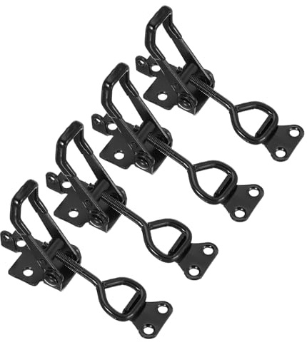 PATIKIL Toggle Latch Clamp 4002 Style, 4 Pcs Carbon Steel Adjustable Toggle Clamps Quick Release Smoker Pull Hasp Latches with Lock Hole 396Lbs Bearing for Box Lid Jig, Black