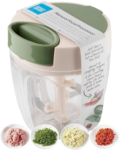Taylor's Eye Witness 900ml Large Manual Food Chopper - Fruit, Nuts, Herbs and Vegetables Processor, Slicer, Cutter & Dicer. Pull String Mechanism, Stainless Steel Removable Blades & Dishwasher Safe