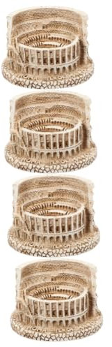 Mobestech 4 Pezzi Ornamenti Romani Edificio Acquario Romano Figurina Arredamento Ornamento Decorazione Del Serbatoio Del Pesce Colonna Antica Architettura Romana Busti Resina Beige