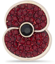 Official Royal British Legion Pave Poppy with Jet Centre Pin