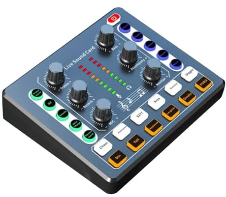 Pqahffowr - Tarjeta de sonido M8, interfaz de audio de transmisión en directo, dispositivo de podcasting caster con preamplificador micro premium tarjeta de sonido fácil instalación