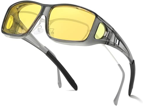 LVIOE Nachtfahrbrille Überziehbrille für Brillenträger Polarisierte Gläser Blendschutz | für Herren Damen | zum Autofahren Angeln