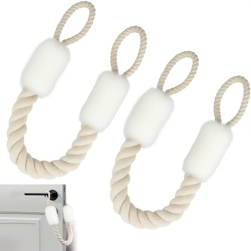 Türkordel Klemmschutz, 2 Stück Baumwolle Türstopper, 58 cm, Weiß