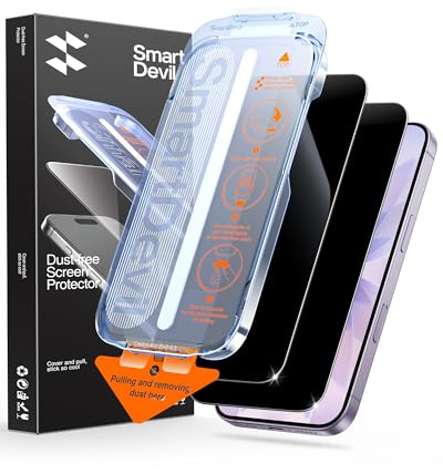 SMARTDEVIL 2 Pack Privacy Shield for iPhone 17 Screen Protector | 28° Anti-Spy, 9H Tempered Glass, Bubble-Free Easy Install, Anti-Shatter, Face ID & Case Compatible, with OnePress Box