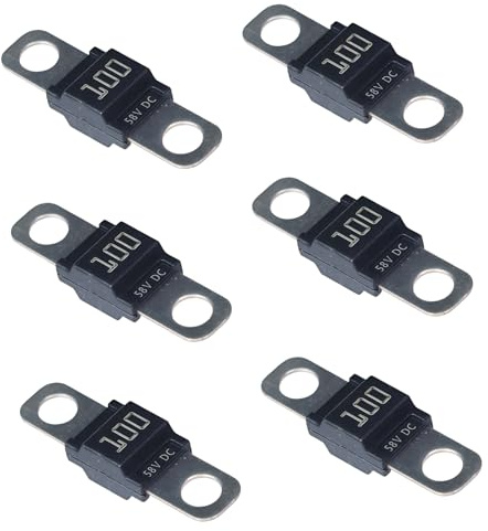 6 Pcs AMI/Midi Fuse 100A, High Current Bolt-on Fuse 100 Amp for Cars, Trucks, Construction Vehicles, Buses, Caravans