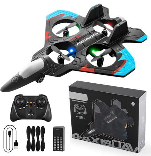 DAJASD Avión Teledirigido, Avion RC, con Luces, Giro 360°, 2 Baterías, Mantenimiento de Altura, Arranque un Clic, Aviones Teledirigidos para Principiantes Niños Adultos-Regalo de Cumpleaños Navidad