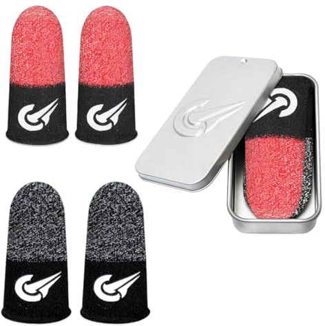 ZORVYN 4 pcs Fundas para Dedos de Juego Profesionales con Material Transpirable y Táctil para Pantalla, Superficie Antideslizante y Resistente al Sudor, Alta Sensibilidad (bicolor)