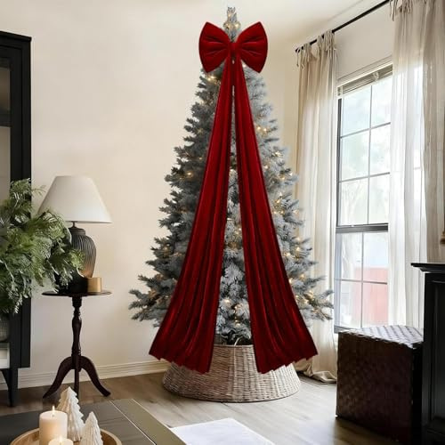 Fioccos Per Puntale Per Albero Di Natale, 200 Cm, Extra Large, In Velluto, Gigante Fiocchi Di Velluto Decorazione Punta Albero Di Natales Per Decorare La Casa, Puntale Per Alberos Di Natale