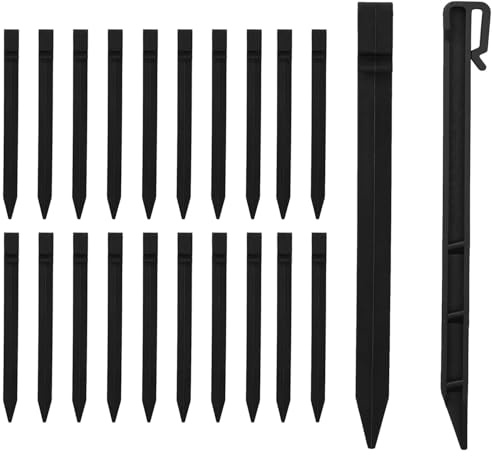 20 cornici per paesaggio, 24,6 cm, resistenti, per esterni, in plastica, per paesaggi, picchetti di ancoraggio, picchetti in plastica, picchetti di ancoraggio per bordatura (20, nero)