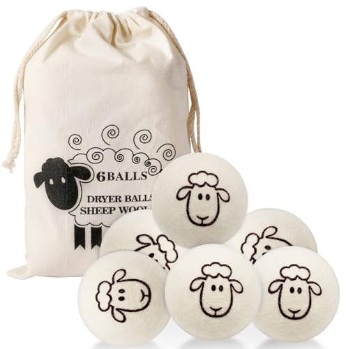 Tbintul Pack 6 Bolas Secadora De Ropa,7cm Bolas de Lana para Secadora,Bola de Lana para Lavadora Ahorran Tiempo de Secado Energético