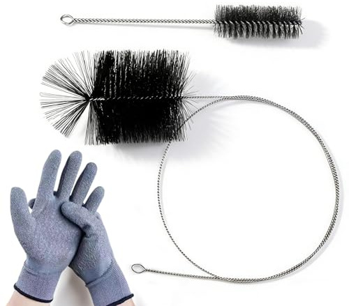 Lot de 3 brosses pour Conduit de poêle,Kit de Brosse pour Tuyau de poêle et Brosse de cheminée pour Balai de cheminée kit de Nettoyage pour cheminée,Souple Brosses de Ramonage