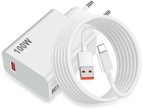 ASKUBSKU Cargador 100W y Cable USB C para Xiaomi Poco X8 Pro MAX 5G F8Ultra | 100W Rapida Carga Adaptador de Cargador y 2Metro Cable Tipo C 6A para Xiaomi Redmi Note 15 Pro+ Mi 17 Pro MAX 17T Pro K90 Pad