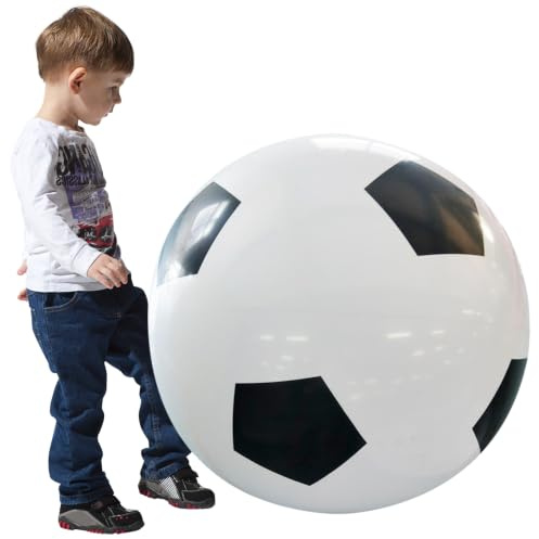 RNPKZ Fußball Ø 60 cm Groß, Riesen Aufblasbarer Wasserball, Aufblasbarer Riesen-Ball aus Robustem Gummi, Aufblasbar mit Handpumpe, Extra Großer StrandfußBall Pool Spielzeug für Indoor & Outdoor Party