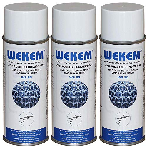 3x 400ml Wekem Zink-Ausbesserungs-Spray WS80