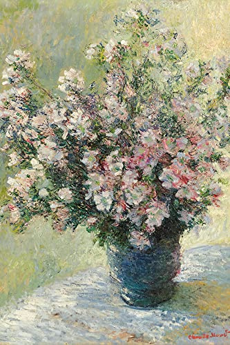 1art1 Claude Monet Poster Blumenstrauß aus Malven, 1881 Bilder Leinwand-Bild Auf Keilrahmen | XXL-Wandbild Poster Kunstdruck Als Leinwandbild 120x80 cm