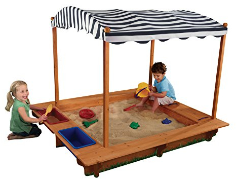 KidKraft Sandkasten mit Dach, Sandkiste aus Holz, Outdoor Spiele für Kinder, Gartenspielzeug, 00165
