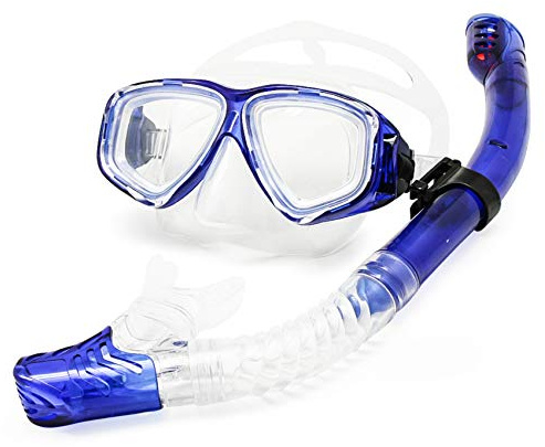 EnzoDate Optisches Diving Gear Set für Kurzsichtigkeit Schnorchel, unterschiedliche Stärke für jedes Auge, Tauchmaske, Top Dry Kurzsichtigkeit