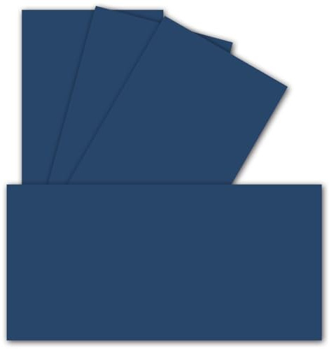 50 Einzel-Karten DIN Lang - 9,9 x 21 cm - 240 g/m² - Dunkelblau - Bastelpapier - Tonkarton - Ideal zum bedrucken für Grußkarten und Einladungen