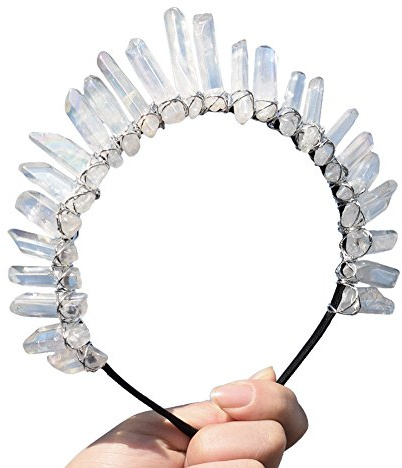 GRACEART Cristal Quartz Tiare Sirène couronne Bandeau (Blanc)